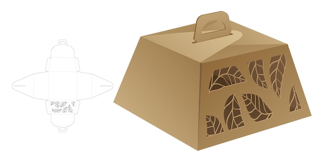 Vector packaging box die cut template and 3d mockup