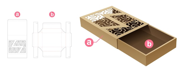 packaging box die cut template and 3D mockup