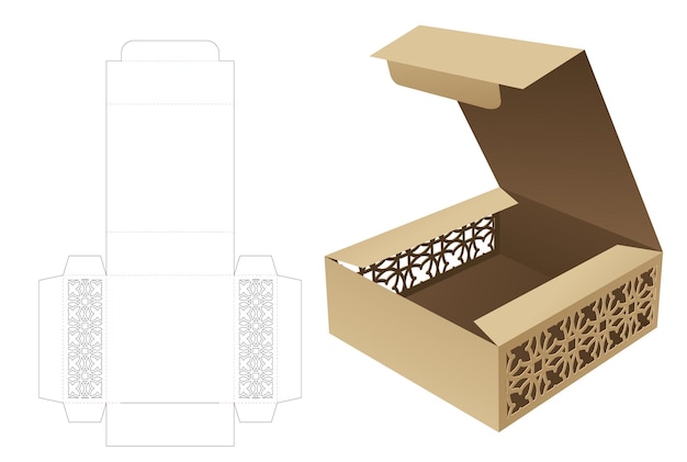 packaging box die cut template and 3D mockup