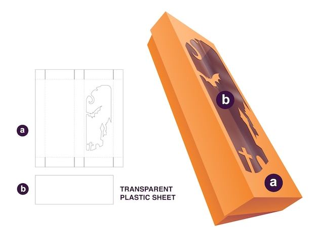 Packaging box die cut template and 3d mockup