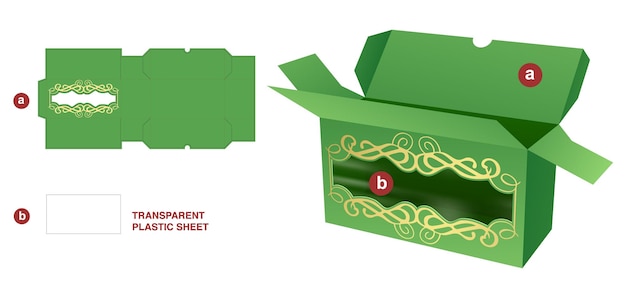 packaging box die cut template and 3D mockup