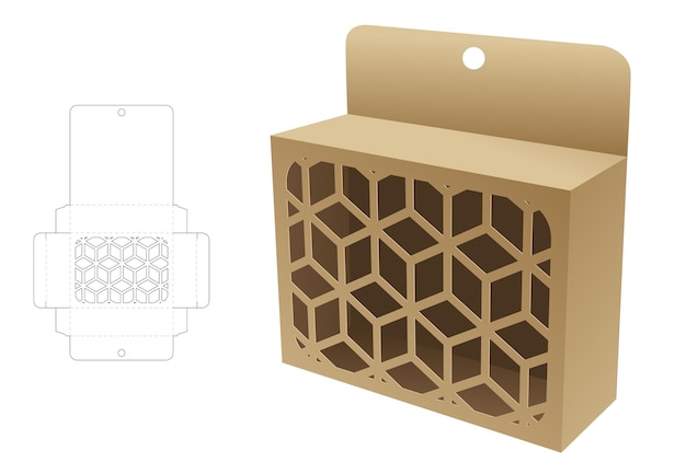 包装箱の型抜きテンプレートと 3d モックアップ