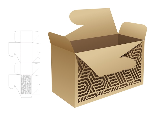 Шаблон высечки упаковочной коробки и 3d-макет