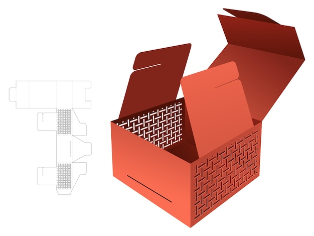 包装箱の型抜きテンプレートと 3d モックアップ