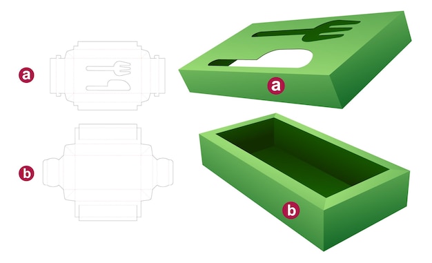 包装箱の型抜きテンプレートと 3d モックアップ