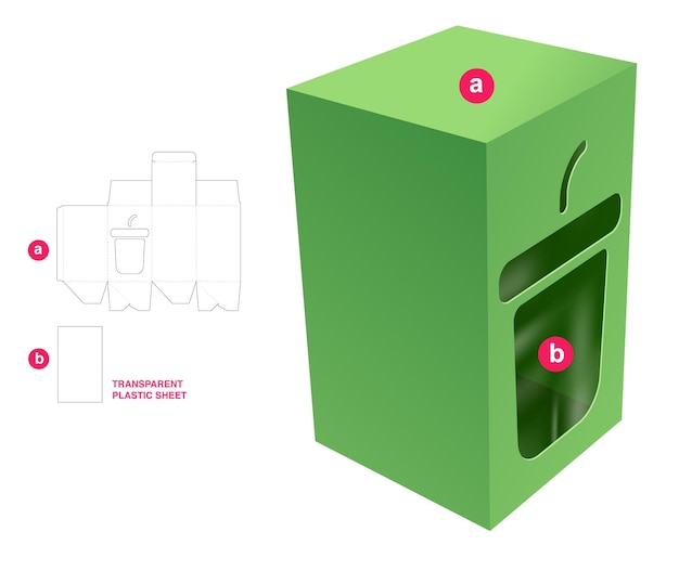 包装箱の型抜きテンプレートと 3d モックアップ