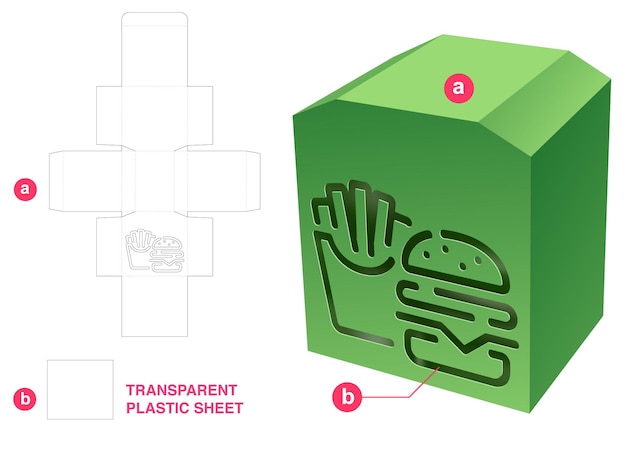 Шаблон высечки упаковочной коробки и 3d-макет