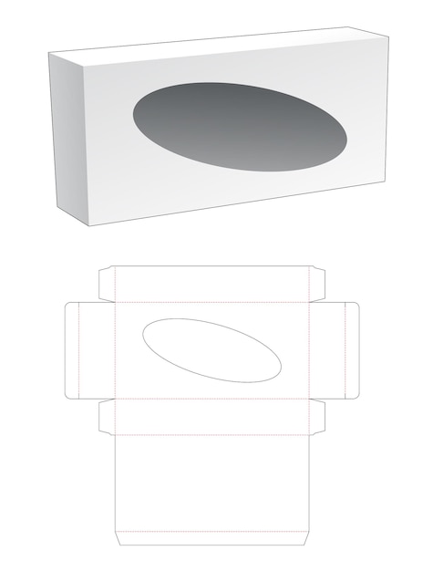 楕円形のウィンドウダイカットテンプレートとパッケージボックス