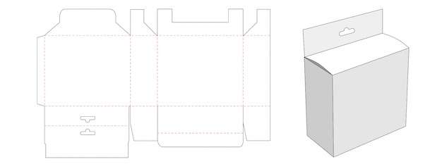 Packaging box with hang hole die cut template design