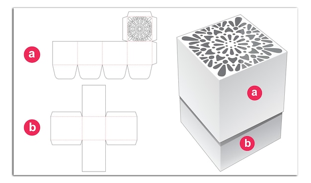 Упаковка коробки с веревкой отверстие вырезать шаблон макет дизайна