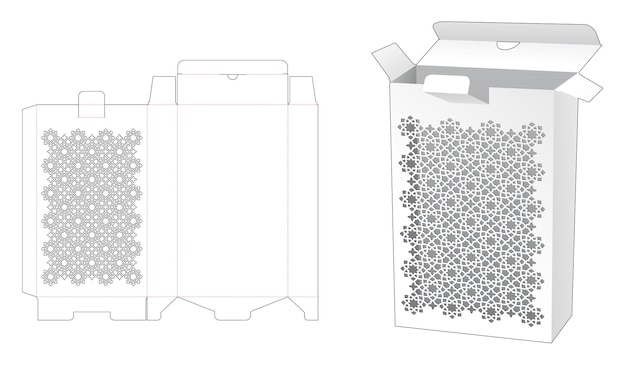 스텐실 아랍어 패턴 다이 컷 템플릿 및 3d 모형이 있는 포장 상자