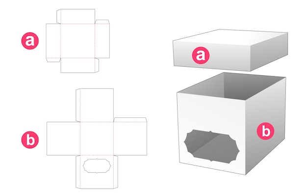 ヴィンテージウィンドウと蓋ダイカットテンプレートとパッケージボックス