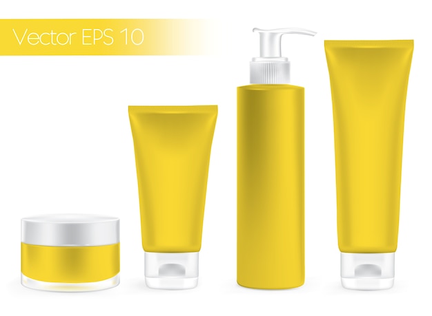 Vector packaging containers yellow