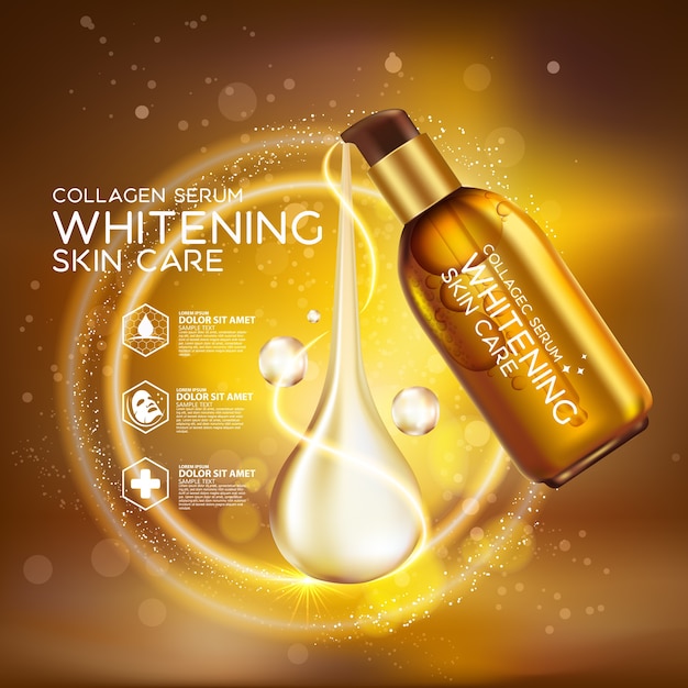 Packaging design mockup serum gold drop for beauty