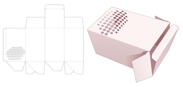 Packaging gift box with stenciled halftone dots die cut template