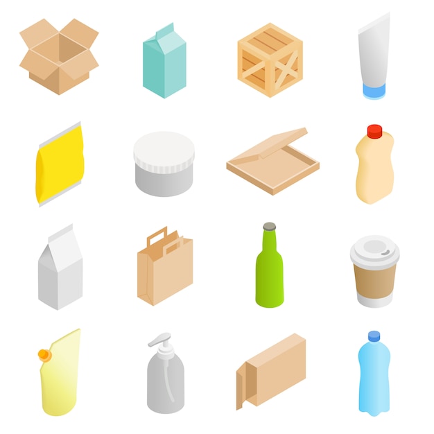 Vector packaging isometric 3d icons set