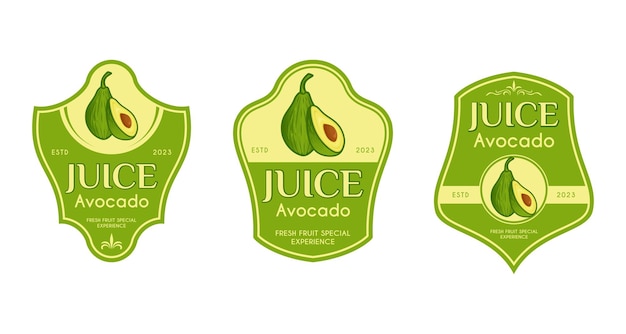 дизайн упаковочной этикетки со значком свежих фруктов авокадо Идеально подходит для фруктовых этикеток этикетки для соков