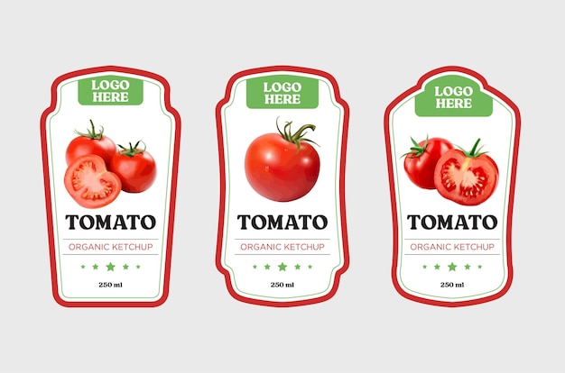 Packaging labels template for tomato sauce