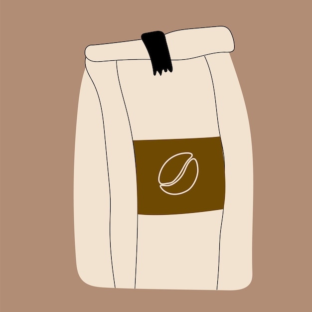 Упаковка с кофе. Ручная рисованная современная векторная иллюстрация. Изолированный кофейный элемент