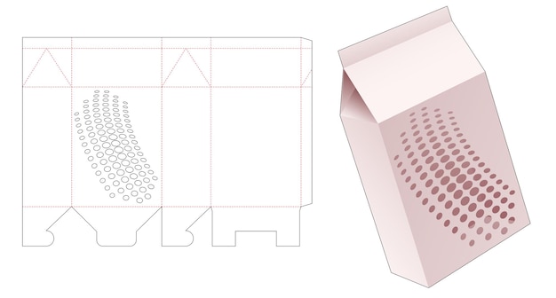 Packaging with stenciled halftone dots die cut template