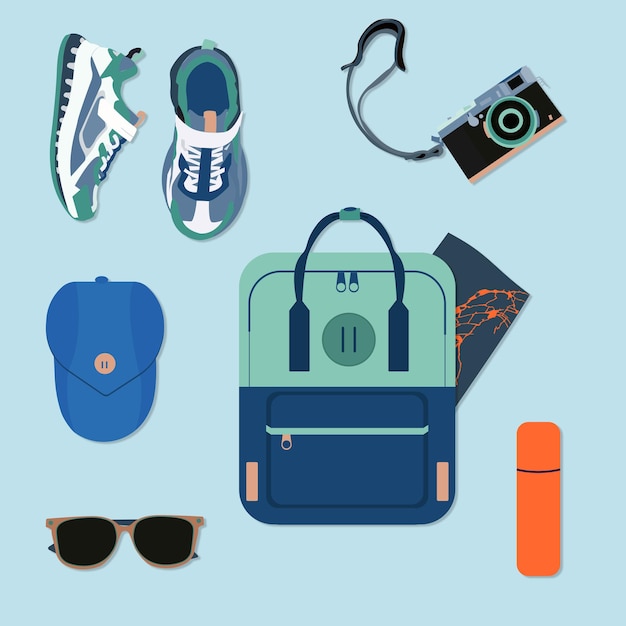 Packing backpack vector illustration