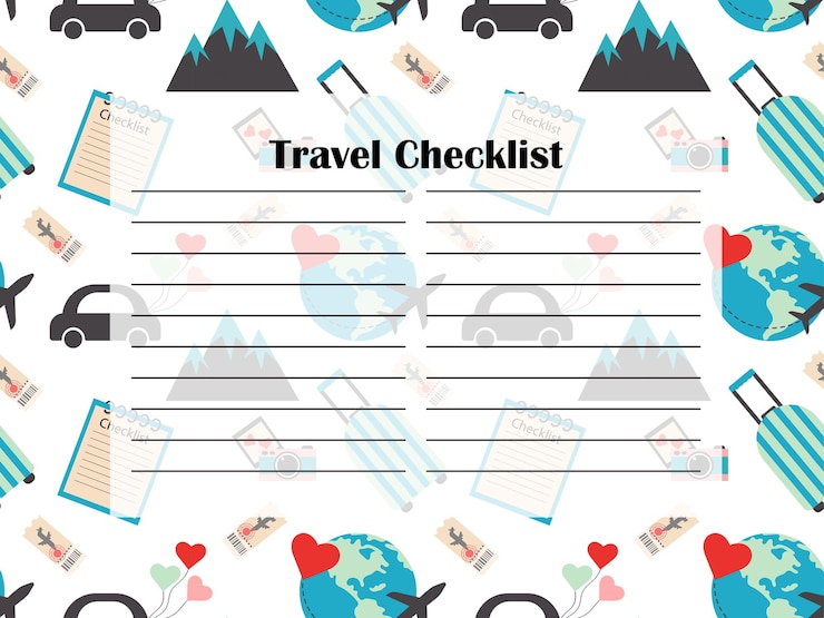 Vector パッキングリストや旅行プランナー 休暇や旅行の準備 スーツケース 旅行に必要なもの