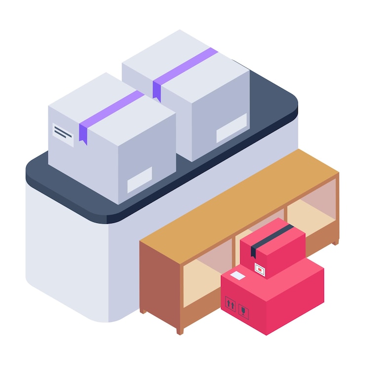 Vector packing up isometric style icons