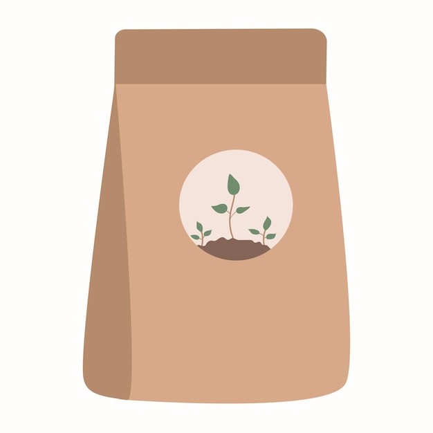 Упаковка с почвой для растений в почве различных удобрений векторная иллюстрация в плоском стиле