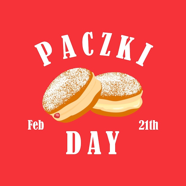 Paczki dag poster op rode achtergrond