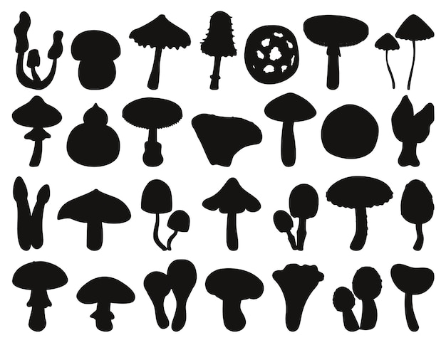Paddenstoel paddenstoel collectie geïsoleerde vector silhouetten
