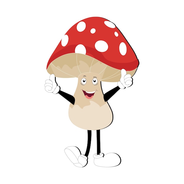 Paddenstoel personage ontwerp verschillende uitdrukking in vintage stijl Kawaii paddenstoel cartoon mascotte