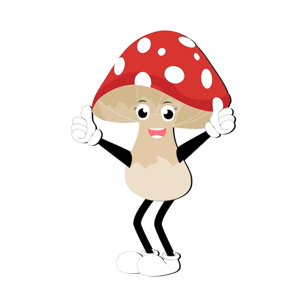 Paddenstoel personage ontwerp verschillende uitdrukking in vintage stijl Kawaii paddenstoel cartoon mascotte