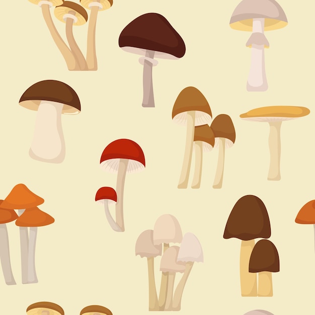 Paddestoelen naadloze gele achtergrond vector