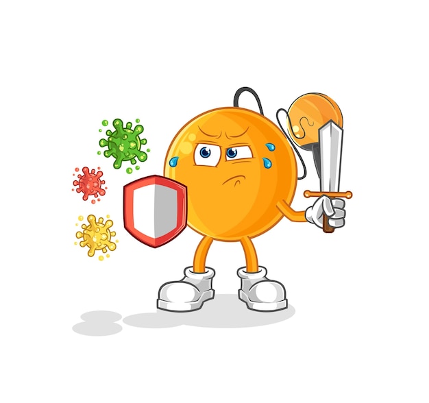 Vector paddle ball against viruses cartoon cartoon mascot vector