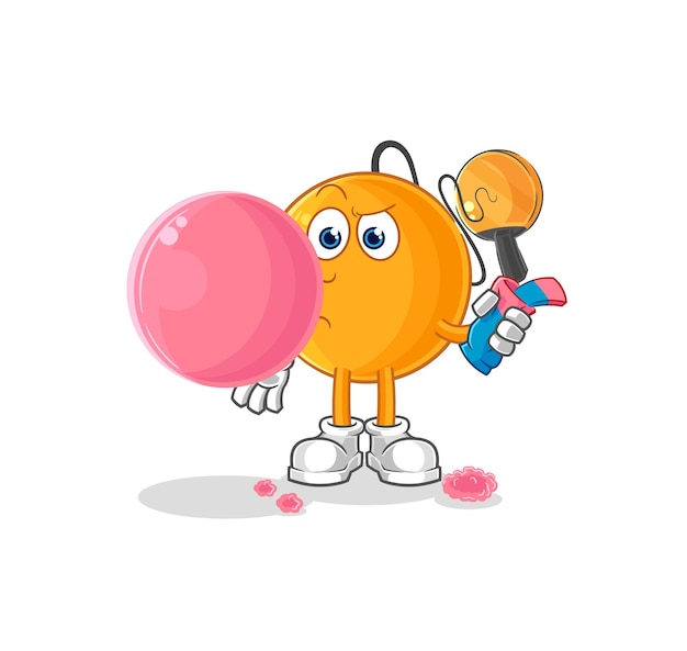 Personaggio dei cartoni animati di vettore della gomma da masticare della palla di paddle