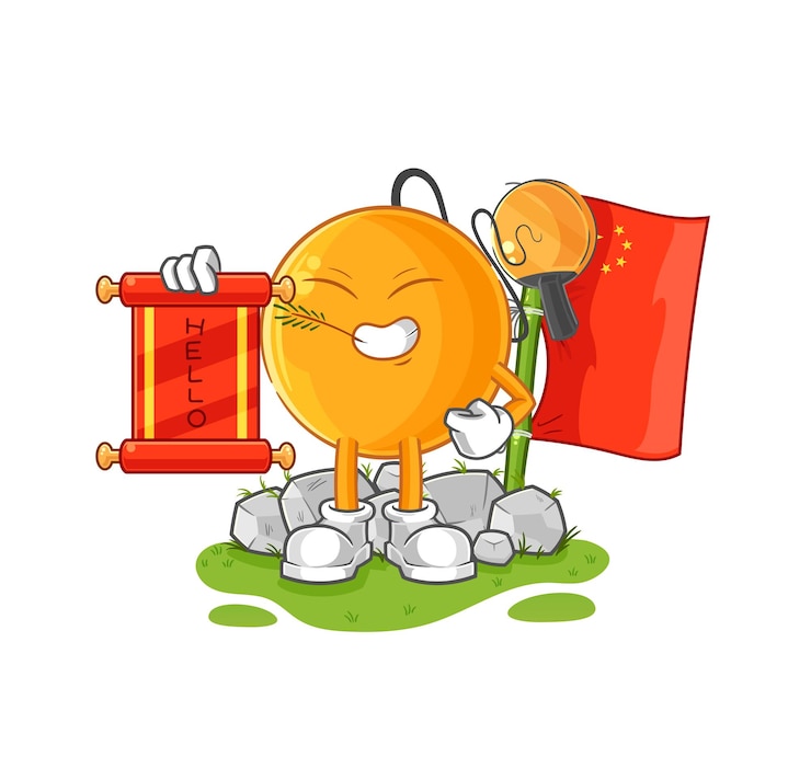Vector paddle ball chinese cartoon cartoon mascot vector