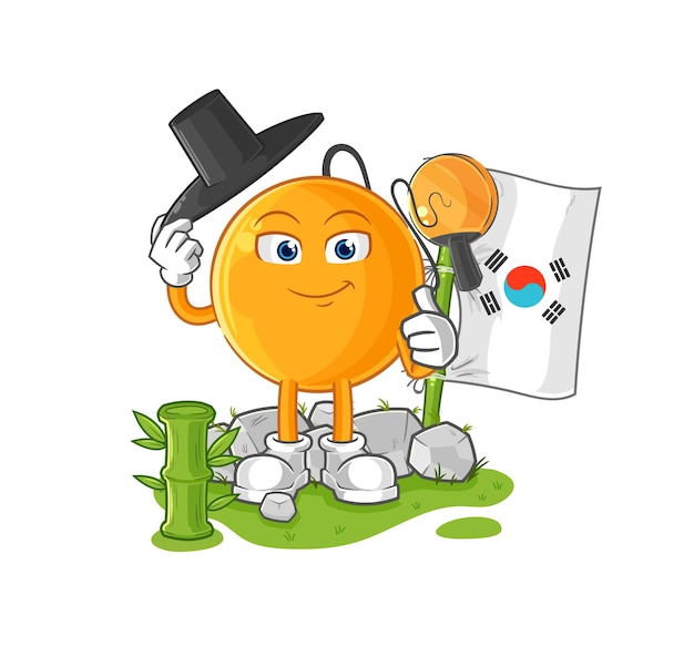 Paddle ball korean character cartoon mascot vector
