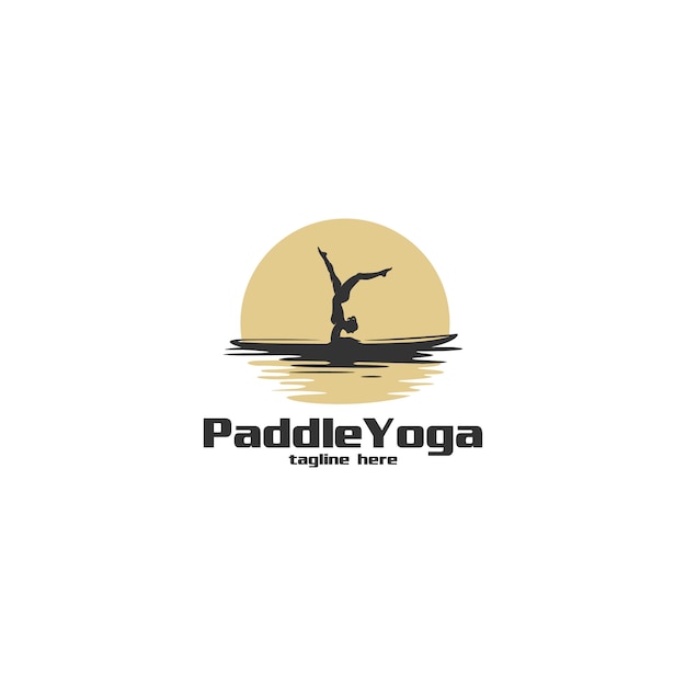 Paddle yoga sagoma logo illustrazione