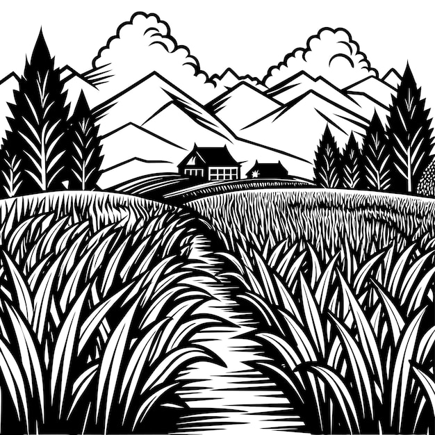 Paddy field vector illustration | Premium AI-generated vector