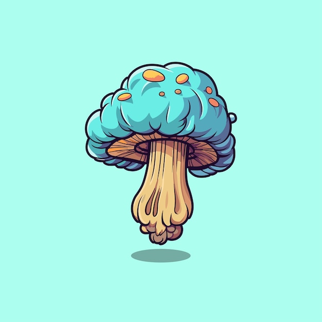 paddy straw mushroom kawaii cartoon illustration