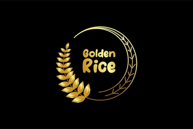 Paddy or wheat logo design gold color luxury frame style