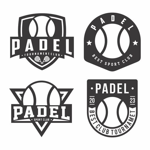 Vettore padel logo collection emblema set collezioni padel logo badge template bundle