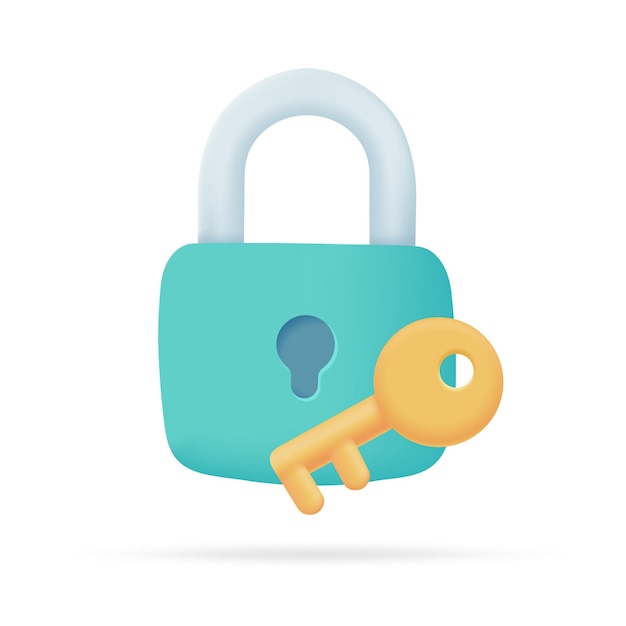 Padlock 3D icon Security concept Password Money protection from crooks 3d illustration