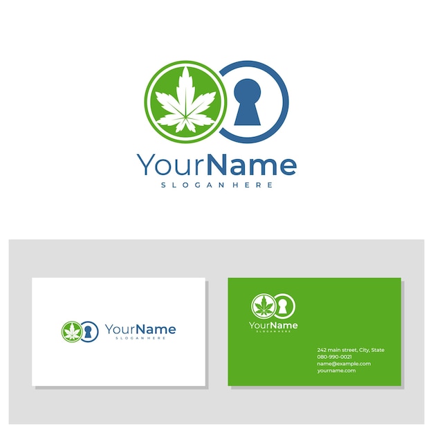 Padlock Cannabis logo with business card template Creative Cannabis logo design concepts
