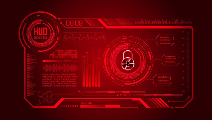 Vector padlock on digital background cyber security