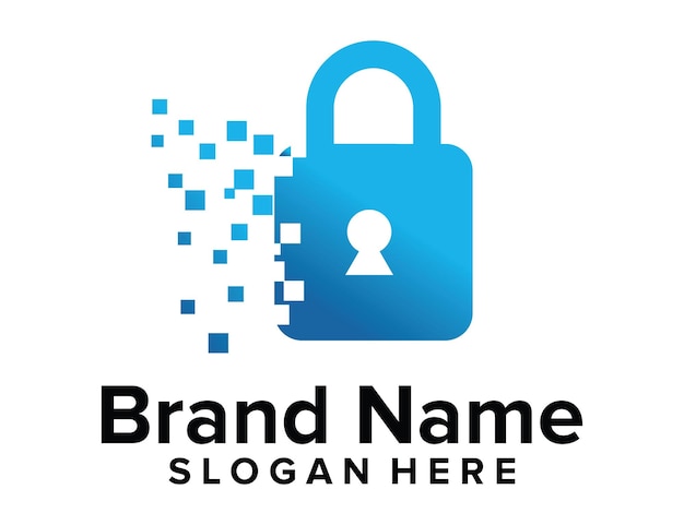 padlock digital technology logo template vector