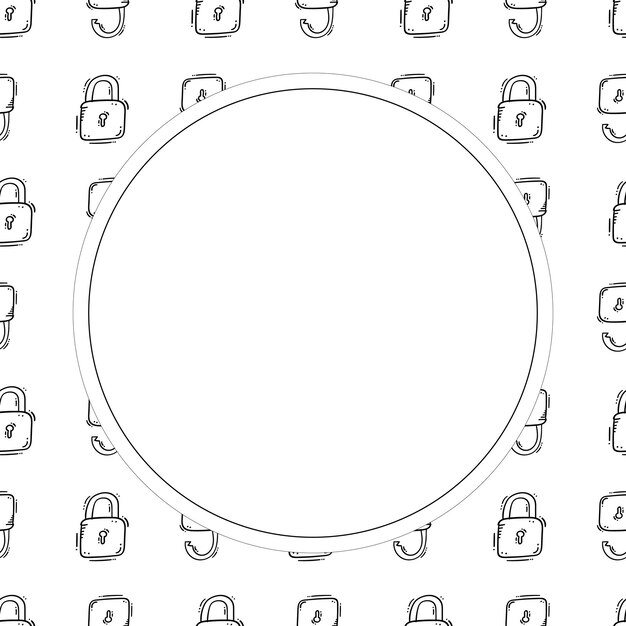 パッドロック フレーム パッドロック サークル フレーム 手描き パッドロック フォロー