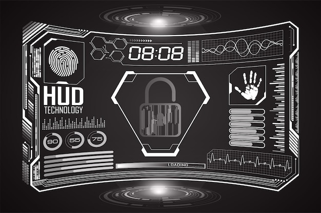 Vettore padlock hud futuro concetto tecnologico sfondo