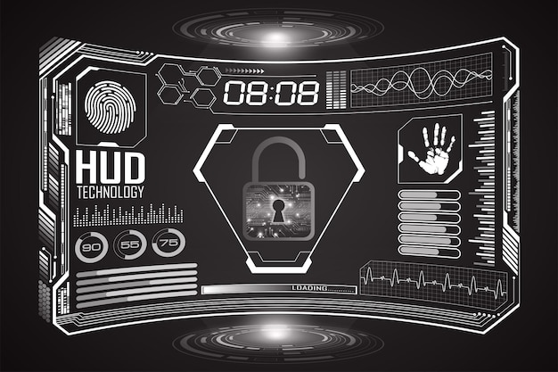 Vector padlock hud future technology concept background