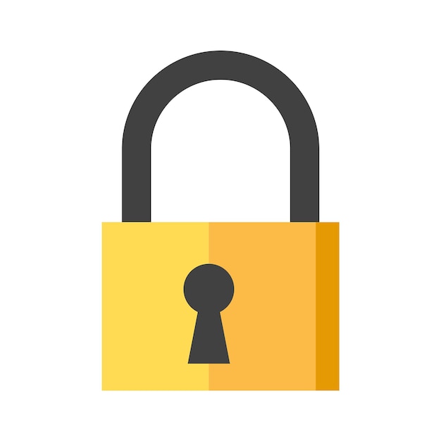 Vector padlock icon in flat color style